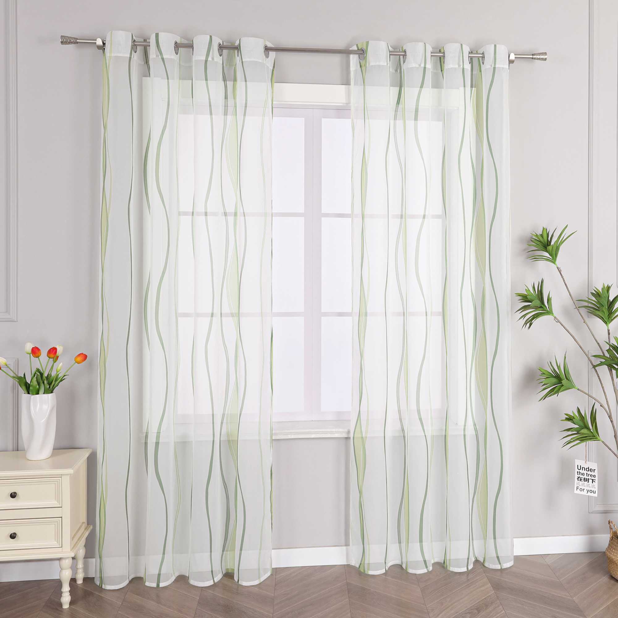 Grommet Curtain with Colorful Wave Patterns 1 Piece - orange, W x H 140 x 225cm