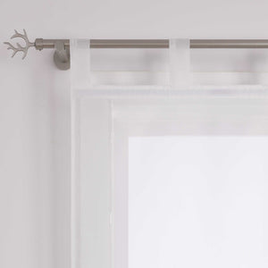 Roman Shade Tab-Top Curtain Solid Color Sheer Voile with Decorative Folds 1 Piece - Sand, H x W 155 x 120cm