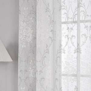 Curtain with Vine Pattern Grommet Curtain Panel 1 Piece - Beige, W x H 140 x 245cm