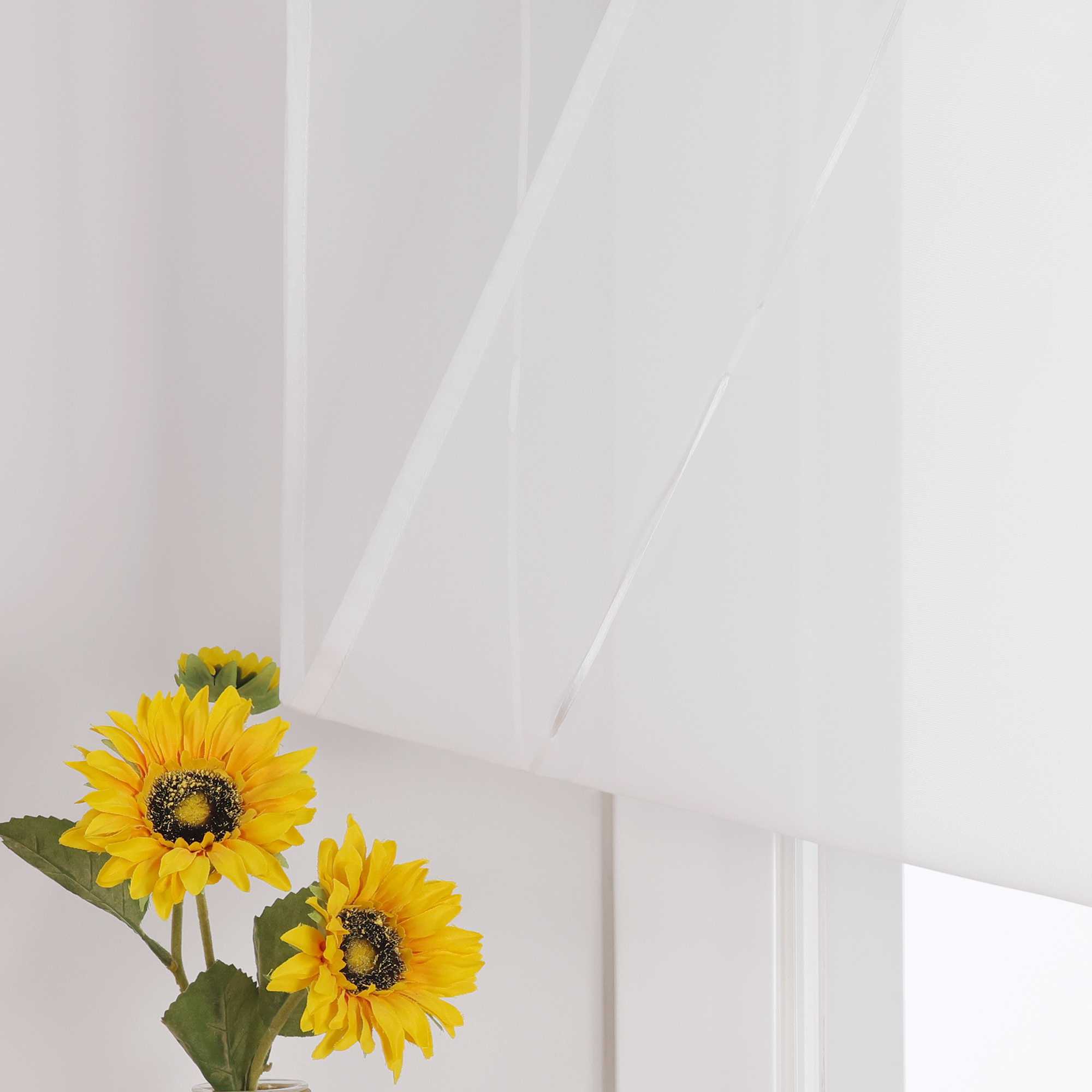 Roman Shade with Rod Pocket Sheer Airy Solid Color 1 Piece - White, W x H 60 x 155cm