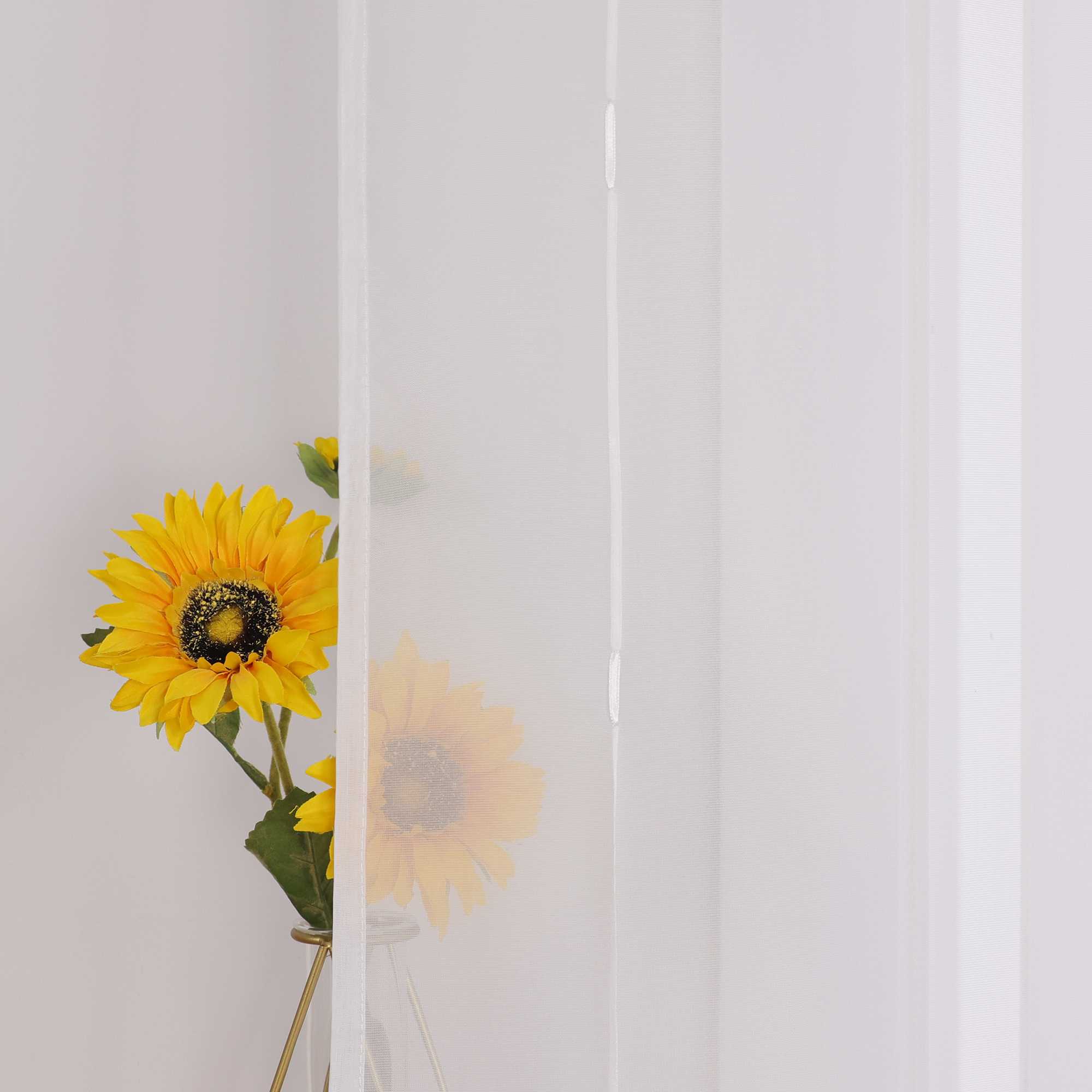 Roman Shade Tab-Top Curtain Solid Color Sheer Voile with Decorative Folds 1 Piece - Sand, H x W 155 x 140cm