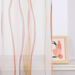 Curtain with Curtain Tape - Colorful Wave Pattern 1 Piece - Green, W x H 140 x 225cm