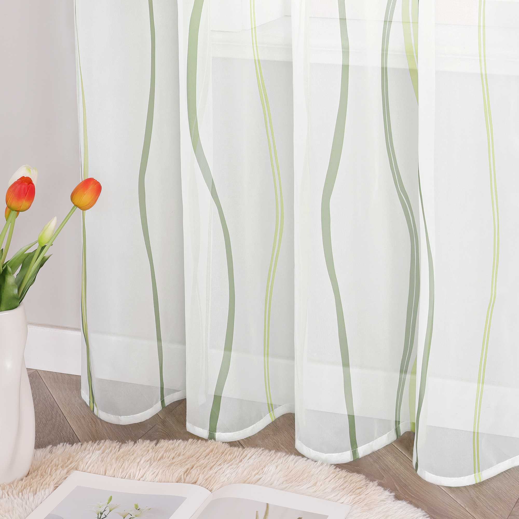 Curtain with Colorful Wave Patterns Sheer 1 Piece - Sand, W x H 140 x 245cm