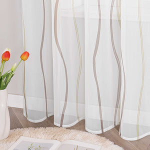 Curtain with Colorful Wave Patterns Sheer 1 Piece