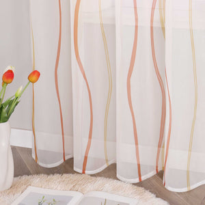 Curtain with Colorful Wave Patterns Sheer 1 Piece - Sand, W x H 140 x 225cm