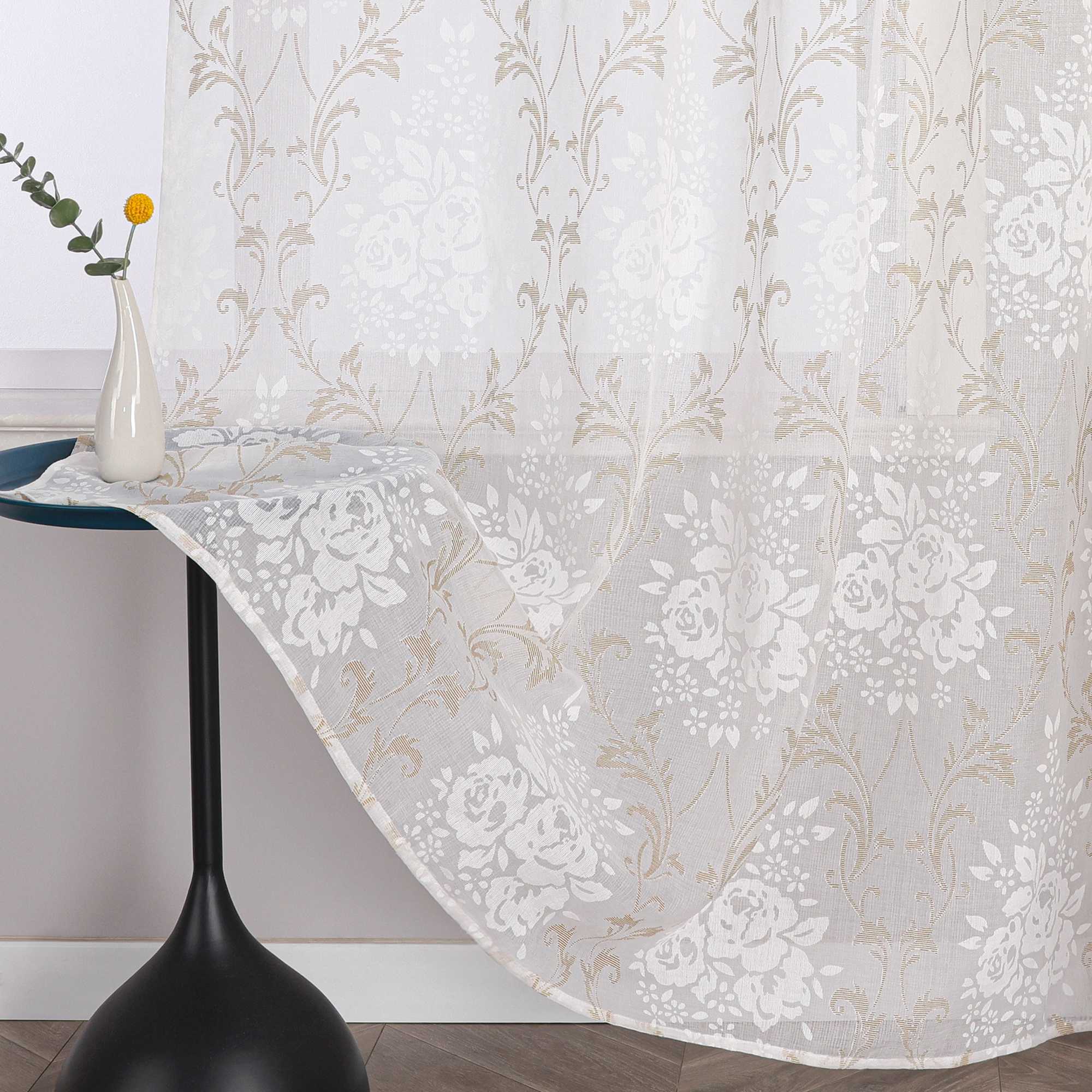 Curtain with Vine Pattern Grommet Curtain Panel 1 Piece