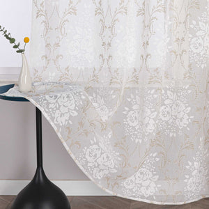 Curtain with Vine Pattern Grommet Curtain Panel 1 Piece