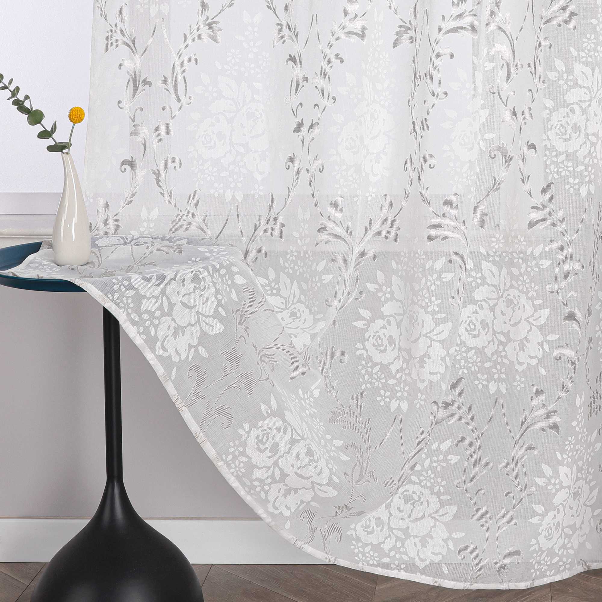 Curtain with Vine Pattern Grommet Curtain Panel 1 Piece - Gray, W x H 140 x 175cm