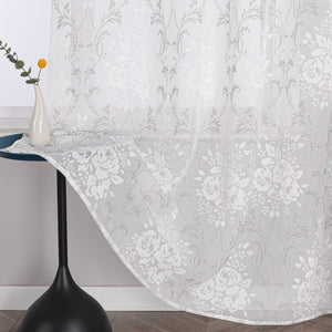 Curtain with Vine Pattern Grommet Curtain Panel 1 Piece - Gray, W x H 140 x 175cm