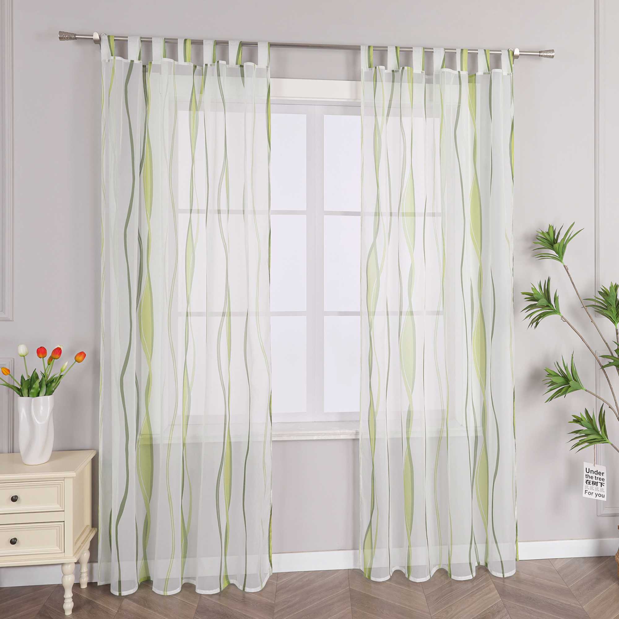 Curtain with Colorful Wave Patterns Sheer 1 Piece - Sand, W x H 140 x 175cm
