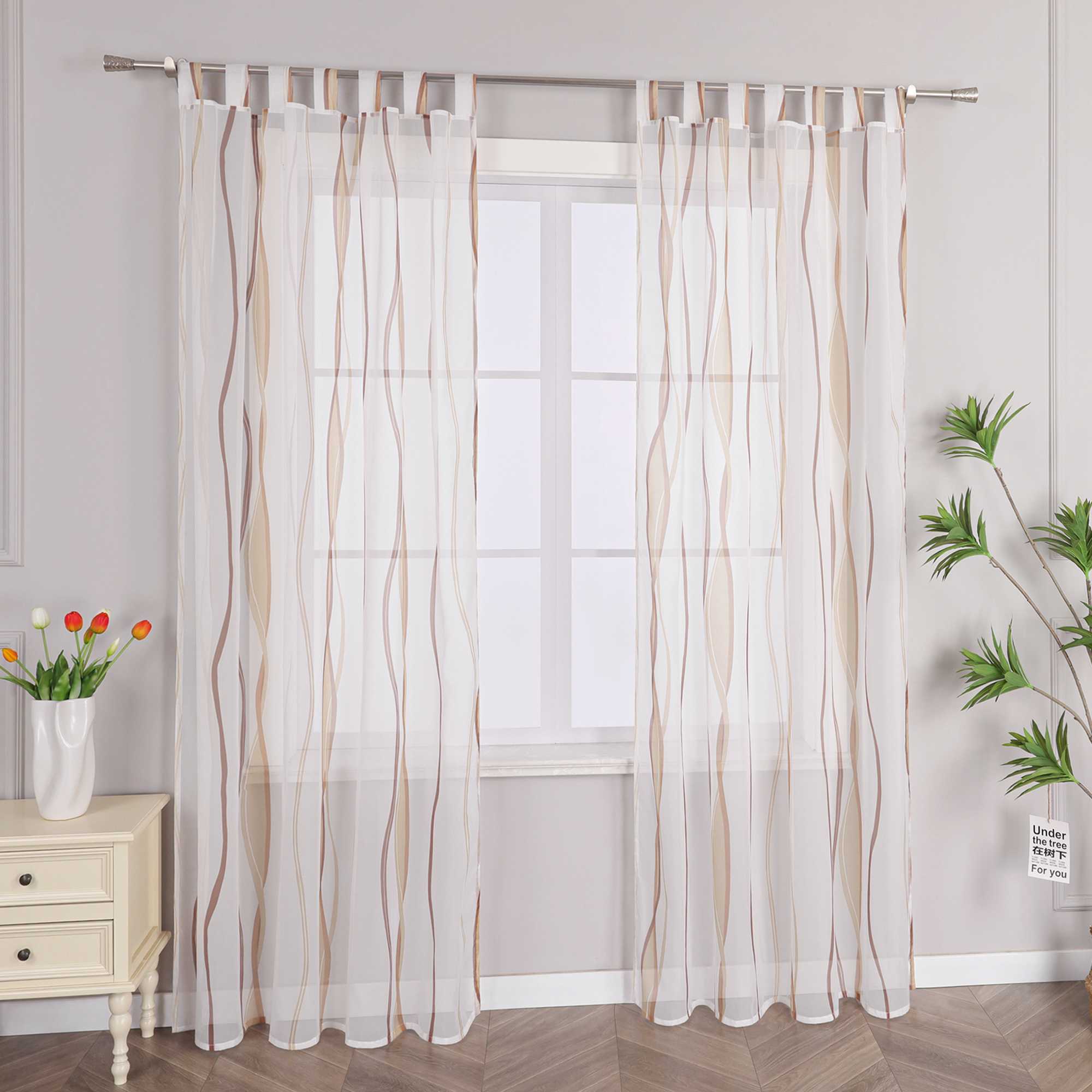 Curtain with Colorful Wave Patterns Sheer 1 Piece - Purple, W x H 140 x 245cm