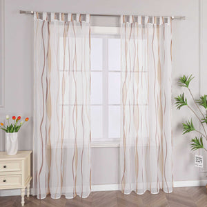 Curtain with Colorful Wave Patterns Sheer 1 Piece - Purple, W x H 140 x 245cm