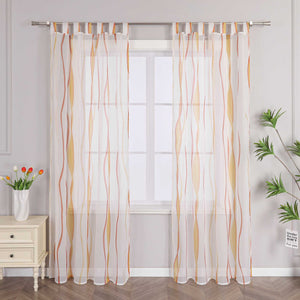 Curtain with Colorful Wave Patterns Sheer 1 Piece - Gray, W x H 140 x 225cm
