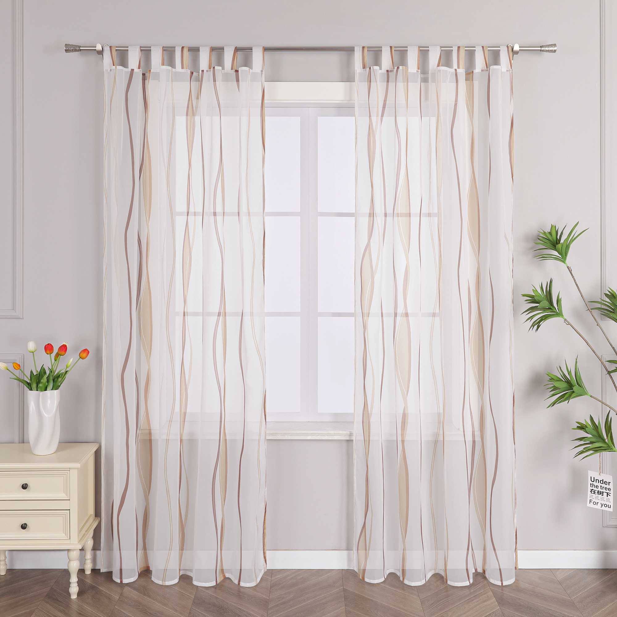Curtain with Colorful Wave Patterns Sheer 1 Piece