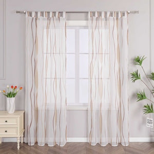 Curtain with Colorful Wave Patterns Sheer 1 Piece