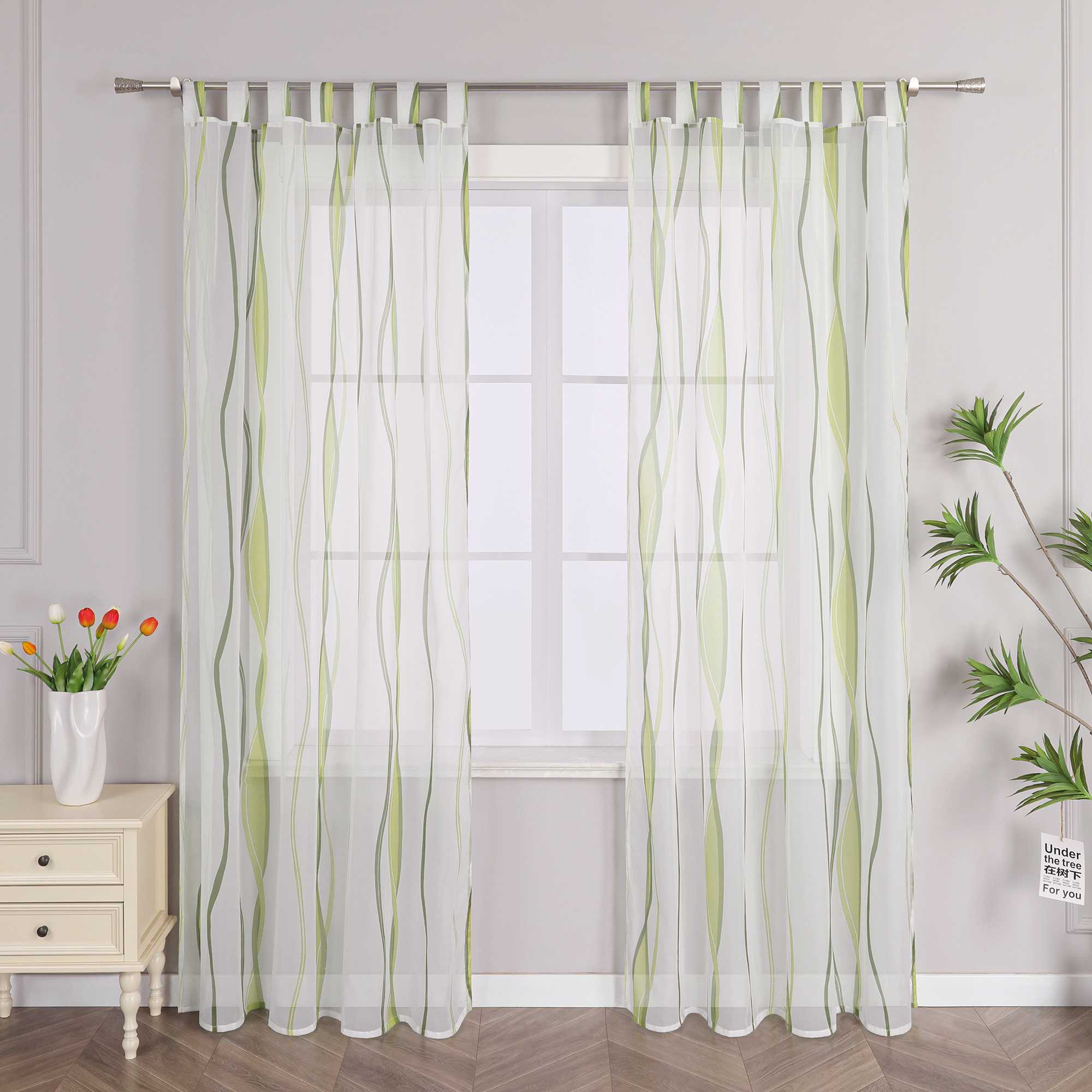 Curtain with Colorful Wave Patterns Sheer 1 Piece - Sand, W x H 140 x 145cm