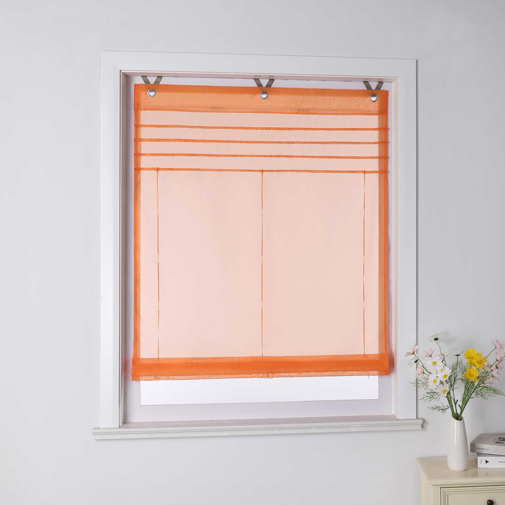 Roman Shade with V-Shaped Tabs Light-Filtering Solid Color Height-Adjustable 1 Piece - Gray, W x H 100 x 140cm