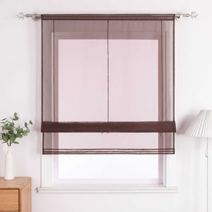 Roman Shade with Rod Pocket Sheer Airy Solid Color 1 Piece
