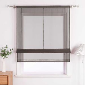 Roman Shade with Rod Pocket Sheer Airy Solid Color 1 Piece