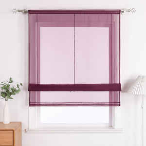 Roman Shade with Rod Pocket Sheer Airy Solid Color 1 Piece