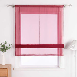 Roman Shade with Rod Pocket Sheer Airy Solid Color 1 Piece - Violet, W x H 60 x 155cm