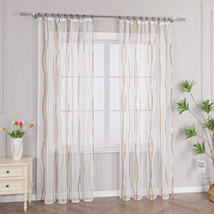 Curtain with Curtain Tape - Colorful Wave Pattern 1 Piece