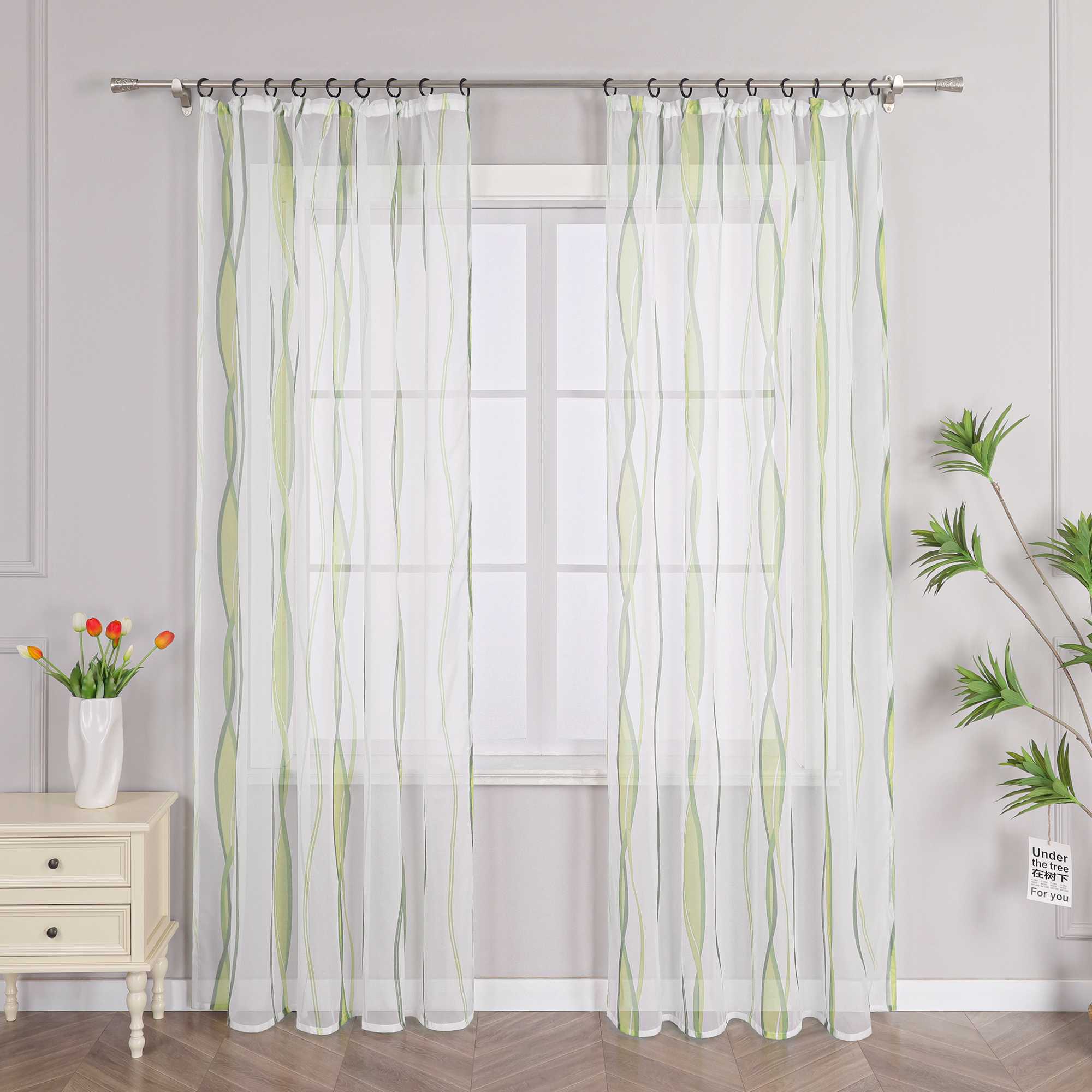 Curtain with Curtain Tape - Colorful Wave Pattern 1 Piece - orange, W x H 140 x 245cm