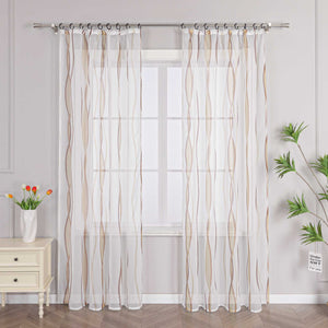 Curtain with Curtain Tape - Colorful Wave Pattern 1 Piece