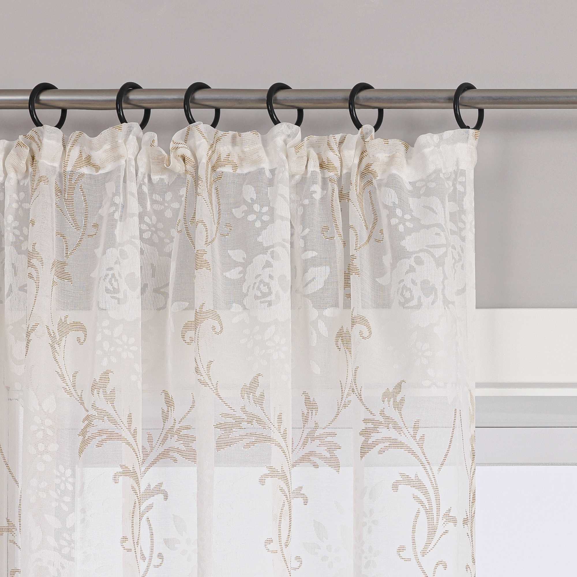 Curtain with Floral Pattern, Solid Color Lightweight Semi-Sheer