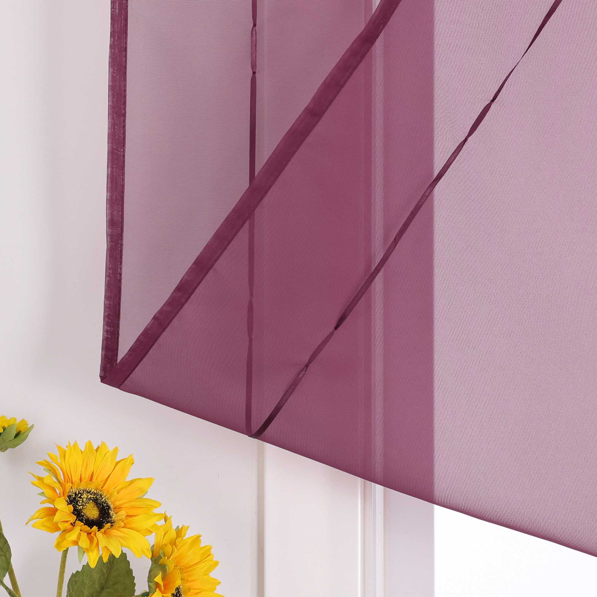 Roman Shade with Rod Pocket Sheer Airy Solid Color 1 Piece