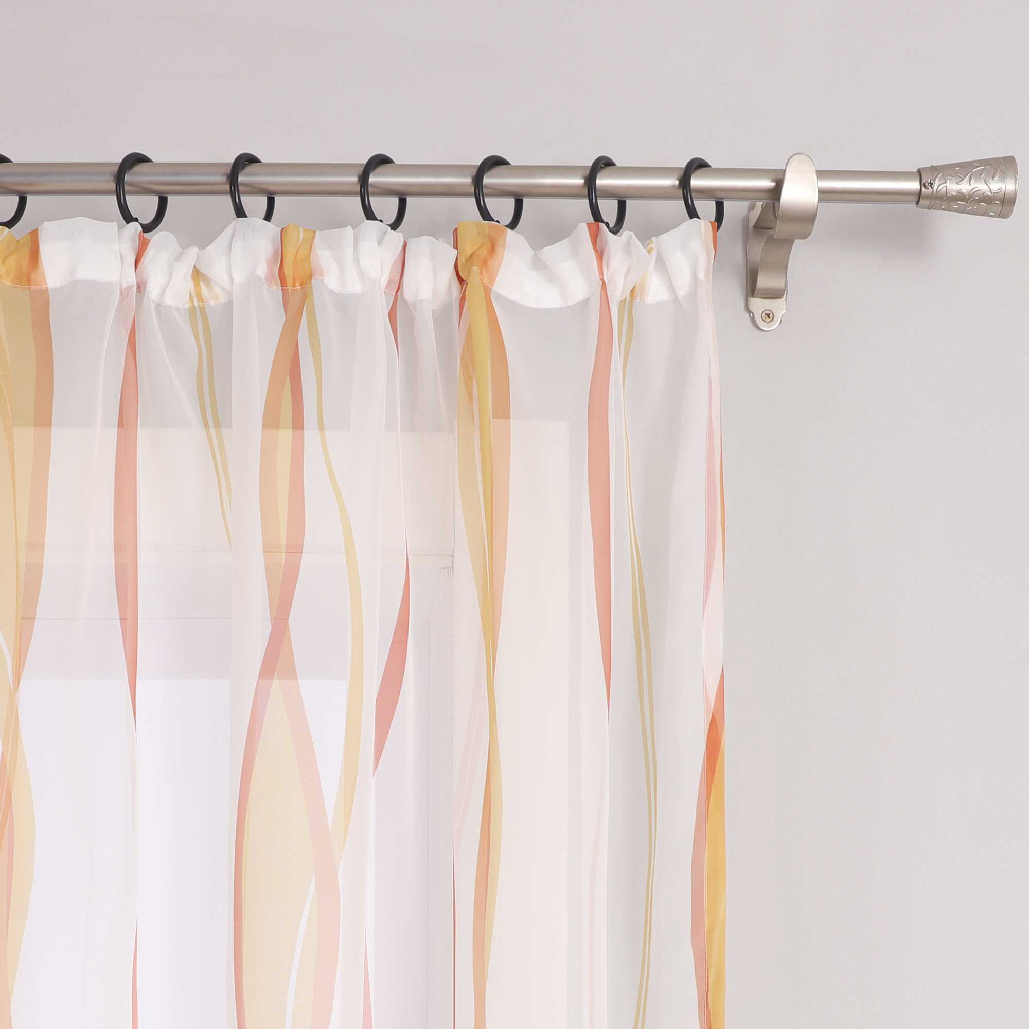 Curtain with Curtain Tape - Colorful Wave Pattern 1 Piece - Gray, W x H 140 x 175cm