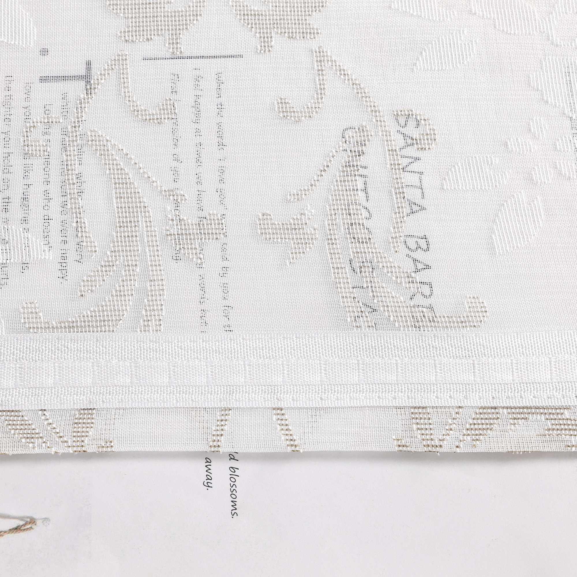 Curtain with Floral Pattern, Solid Color Lightweight Semi-Sheer - Beige, H x W 145 x 140cm