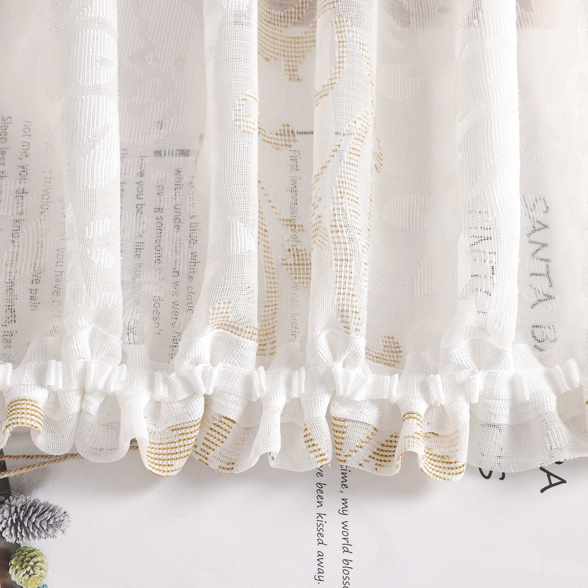 Curtain with Floral Pattern, Solid Color Lightweight Semi-Sheer