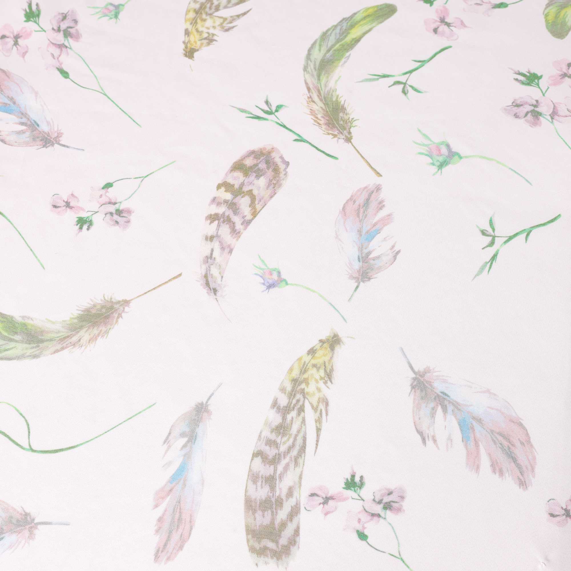 Roman Shade with Tab Tops Voile with Feather Print Semi-Sheer