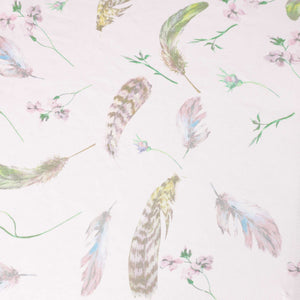 Roman Shade with Tab Tops Voile with Feather Print Semi-Sheer