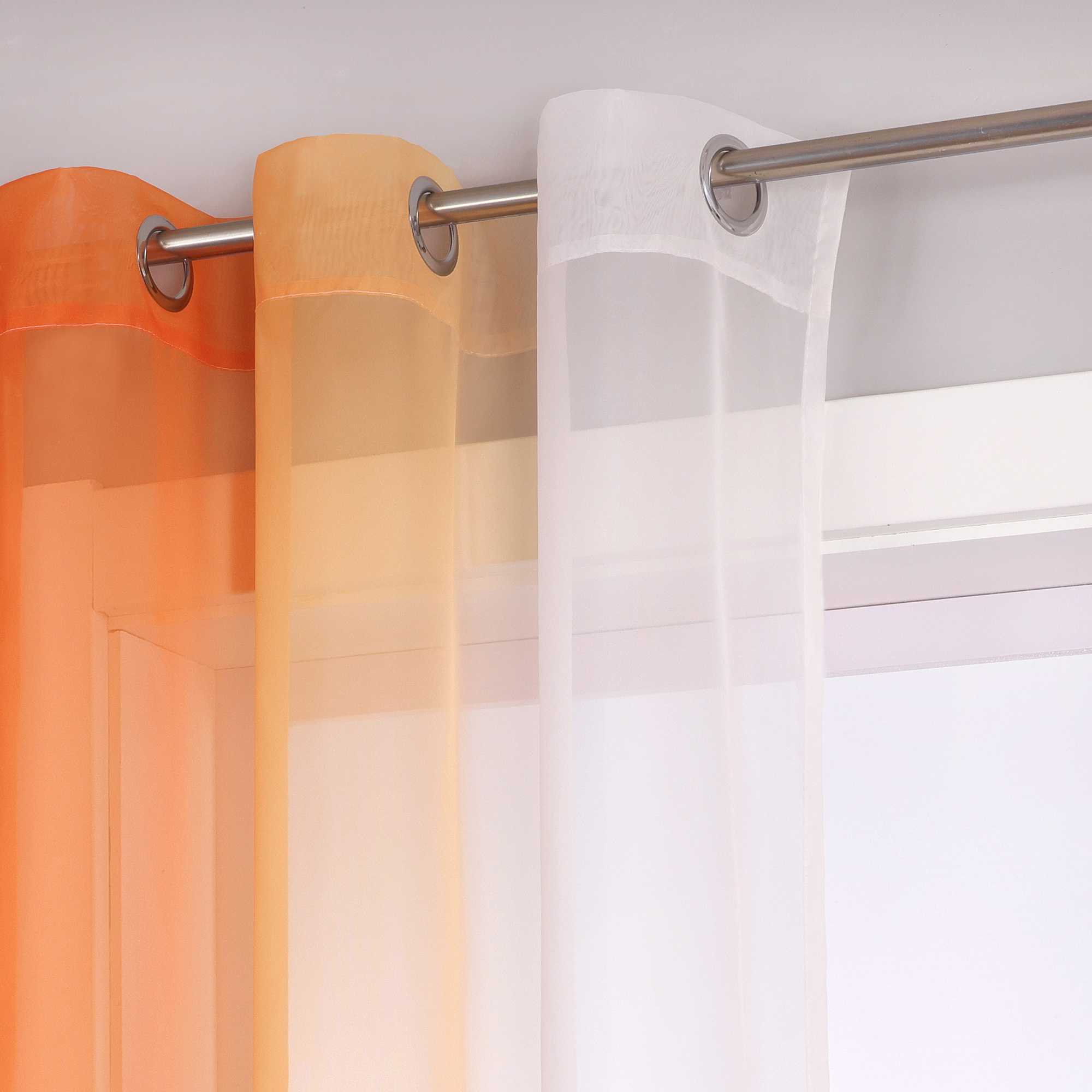 Sheer Curtains with Gradient Set of 2 - Orange, grommets