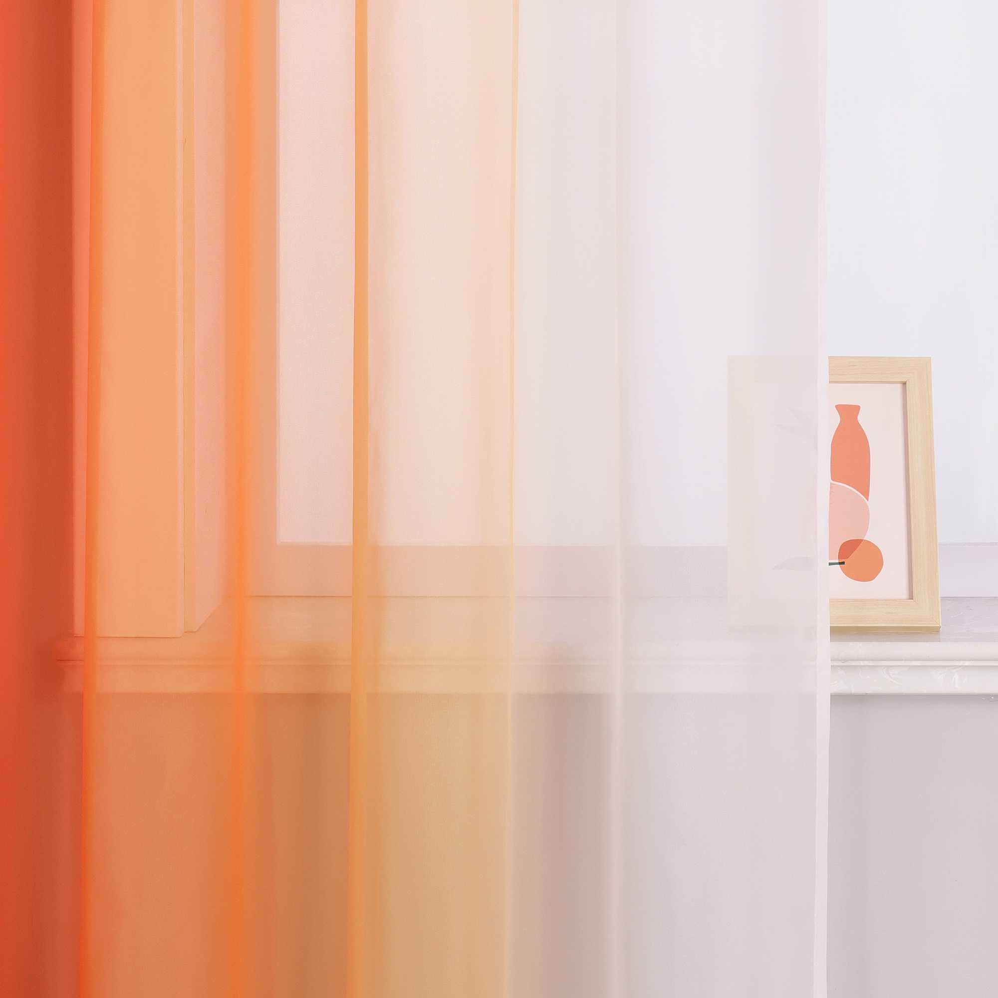 Sheer Curtains with Gradient Set of 2 - Orange, grommets