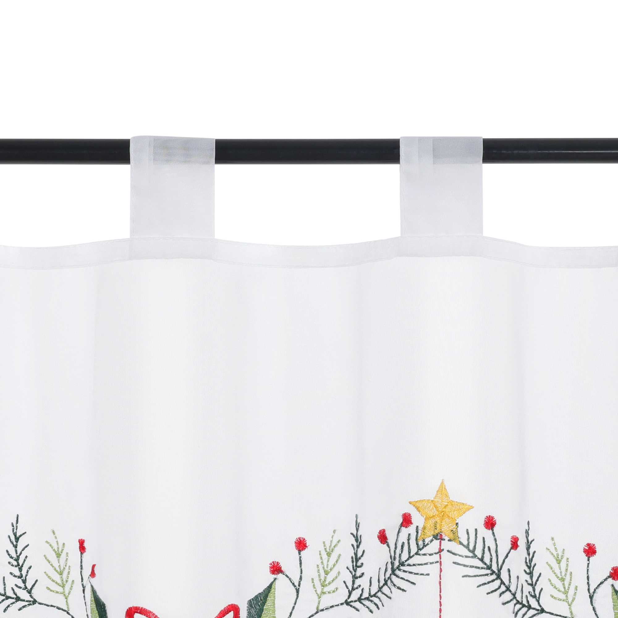Cafe Curtain Sheer with Christmas Bells