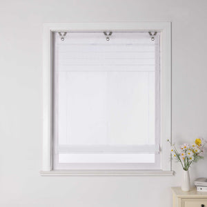 Roman Shade with V-Shaped Tabs Light-Filtering Solid Color Height-Adjustable 1 Piece - Green, W x H 45 x 140cm