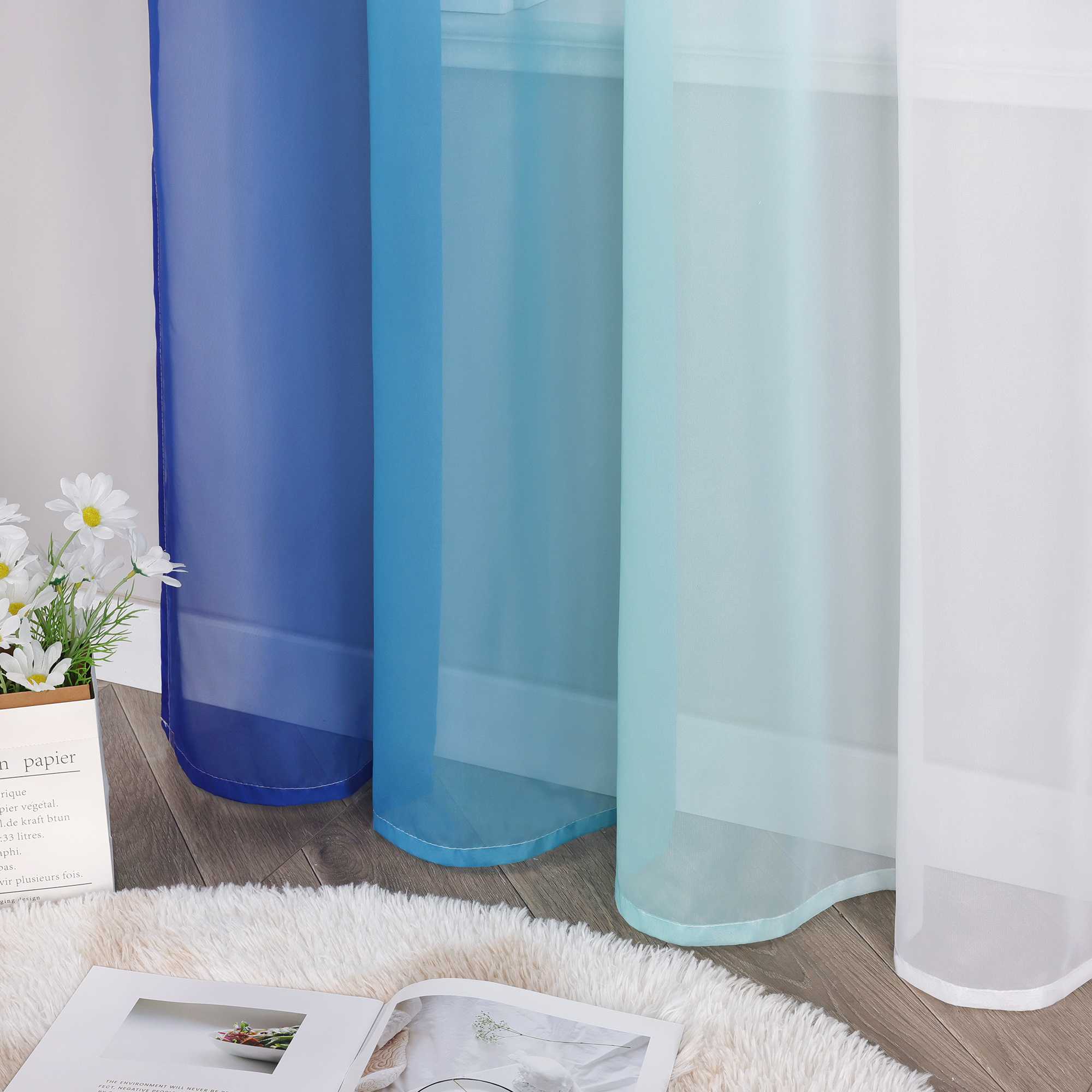 Sheer Curtains with Gradient Set of 2