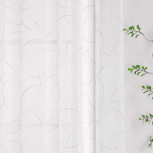 Voile Curtain with Curtain Tape with Circle Pattern Embroidered 1 Piece