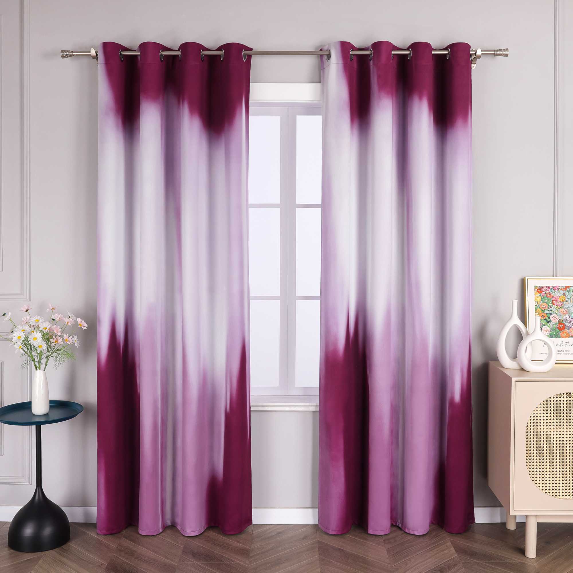 Blackout Curtain with Gradient Grommet Curtain Panel 1 Piece