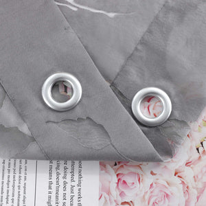 Cafe Curtain Semi-Sheer Leaf Pattern with Grommet Hanging - Gray, H x W 60 x 90cm