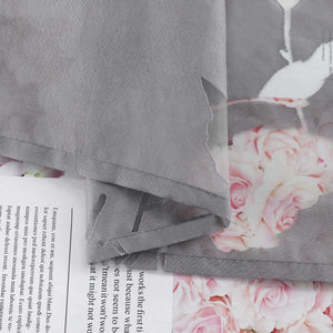 Cafe Curtain Semi-Sheer Leaf Pattern with Grommet Hanging - Gray, H x W 60 x 120cm