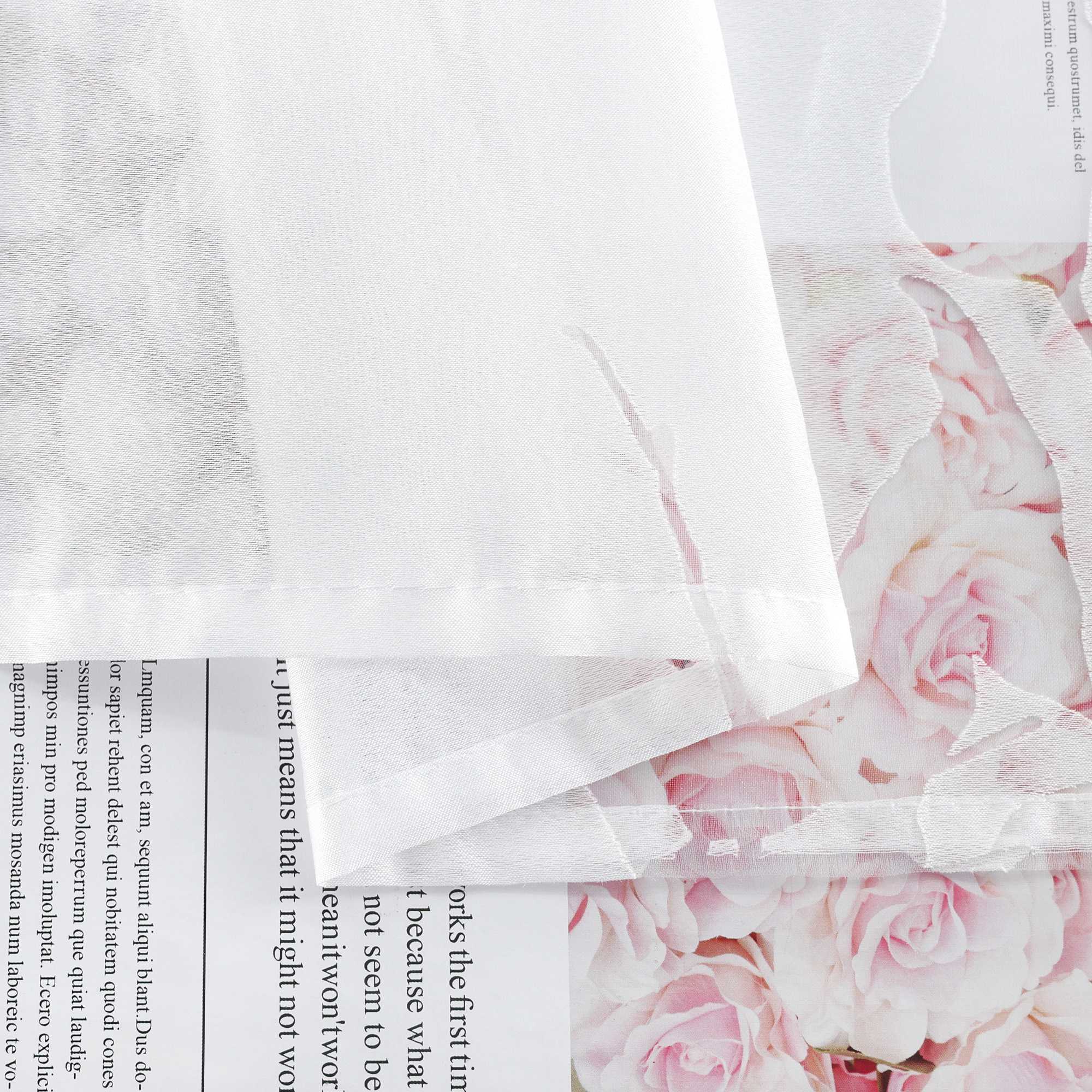 Cafe Curtain Semi-Sheer Leaf Pattern with Tab-Top Hanging - Gray, H x W 45 x 90cm