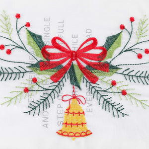 Cafe Curtain Sheer with Christmas Bells - White, H x W 45 x 120cm