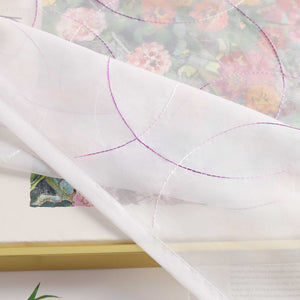Voile Curtain with Curtain Tape with Circle Pattern Embroidered 1 Piece - Brown, W x H 140 x 245cm