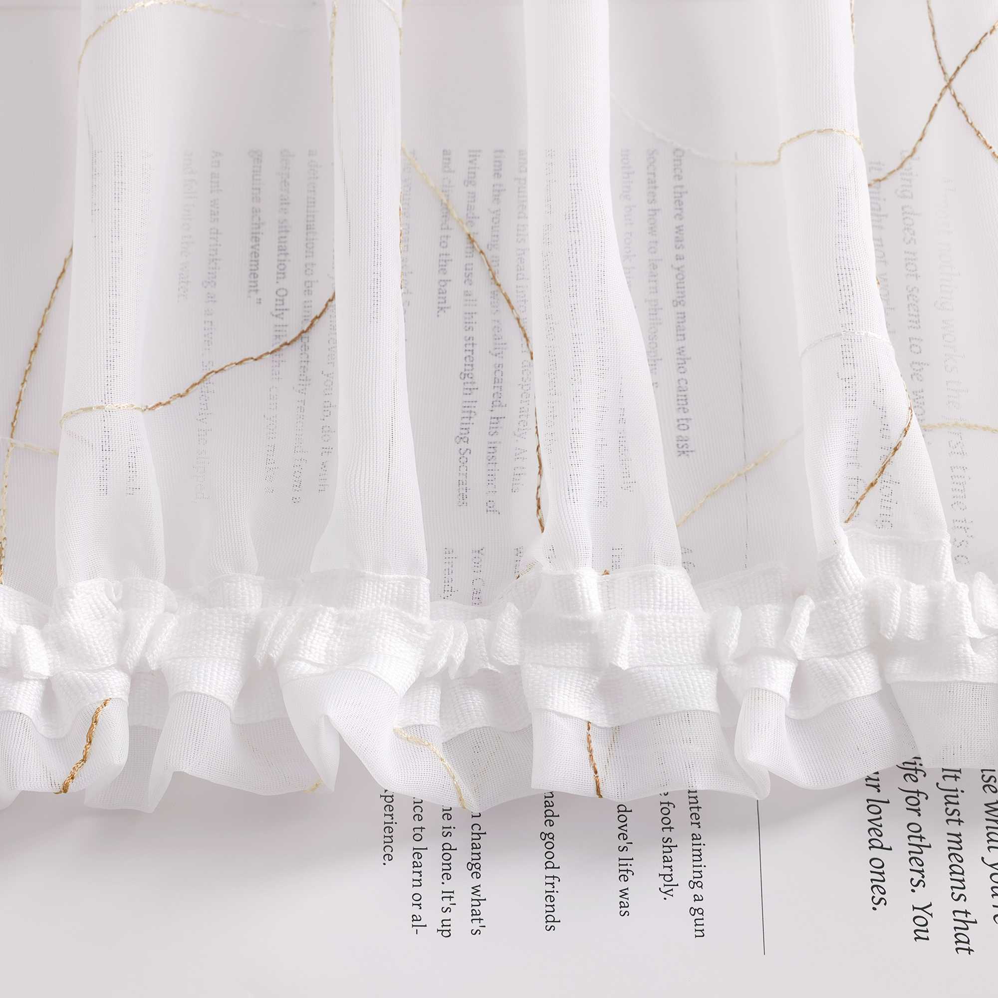 Voile Curtain with Curtain Tape with Circle Pattern Embroidered 1 Piece