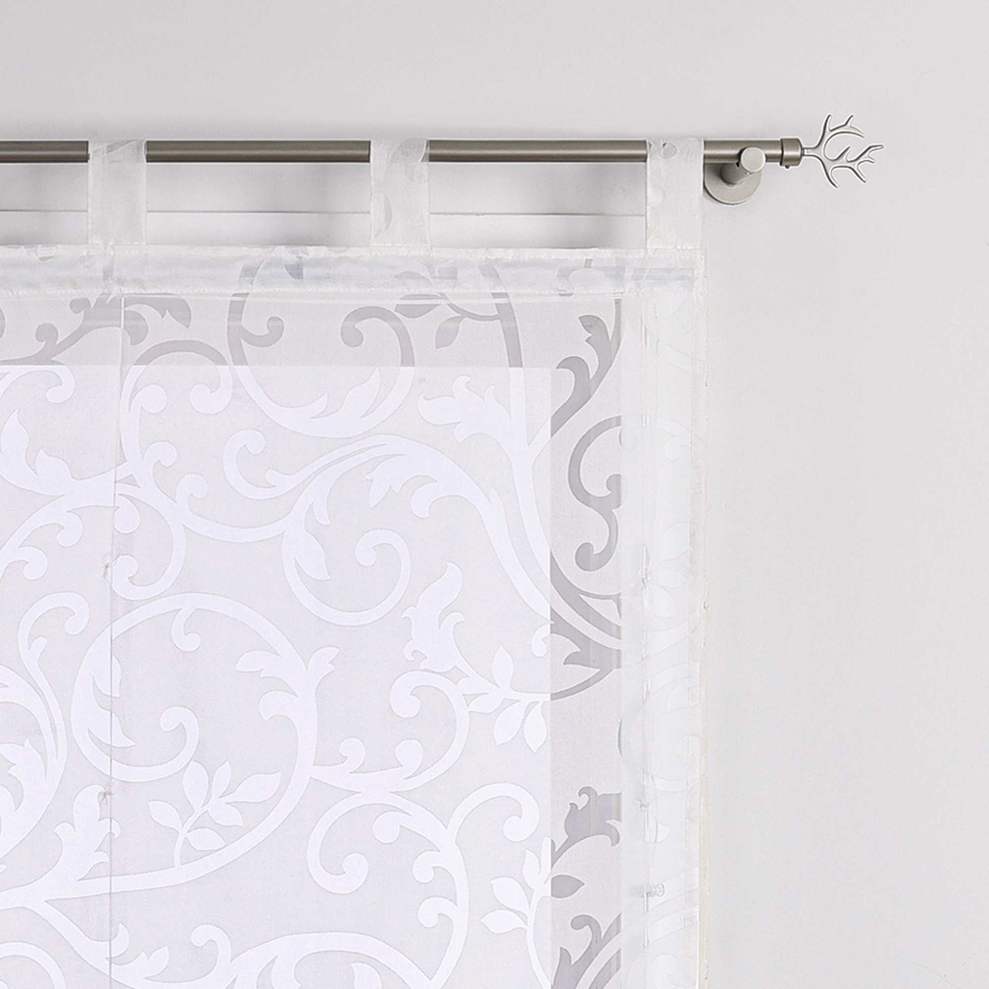 Roman Shade Semi-Sheer with Burnout Leaf Pattern Tab Tops 1 Piece - White, W x H 120 x 140cm