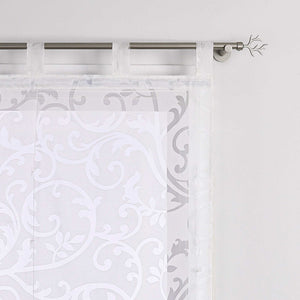 Roman Shade Semi-Sheer with Burnout Leaf Pattern Tab Tops 1 Piece - White, W x H 120 x 140cm